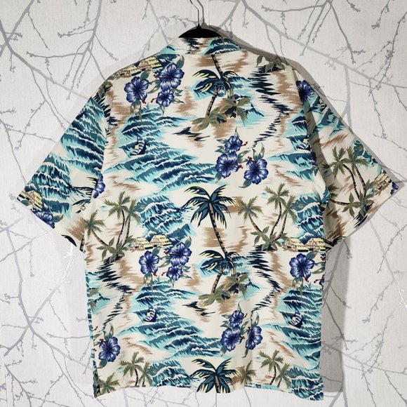 Bill Blass Tropical Beach Print Camp Shirt - Picture 2 of 3